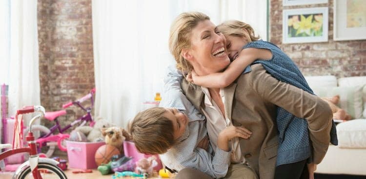 working mom with kids