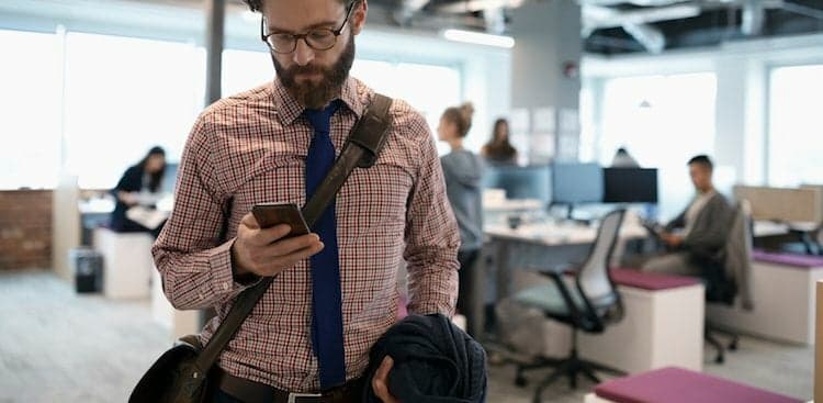 person walking in office