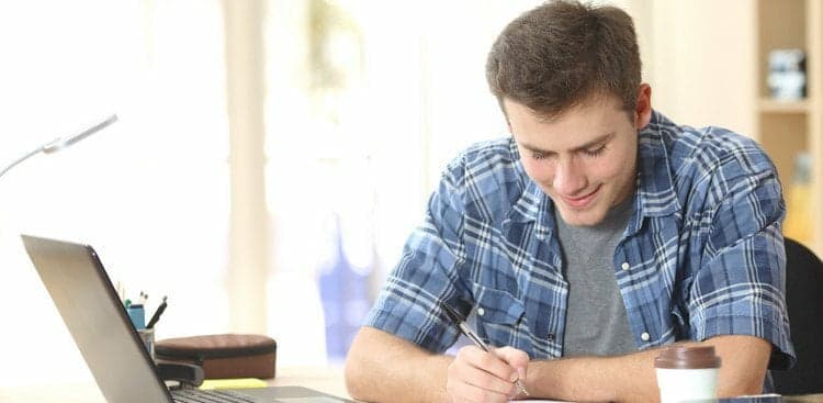 person taking online personality test