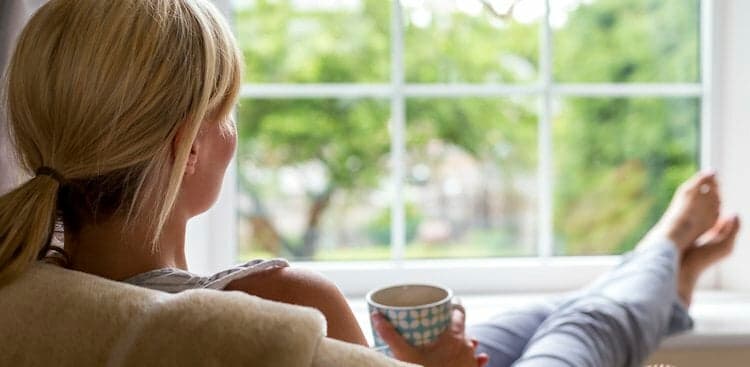 person relaxed at home